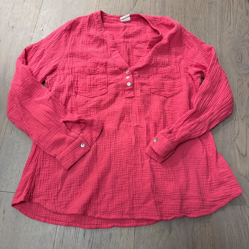Mote‎ Shirt Womens 2XL Hot Pink Gauze Coastal Resort Vacation